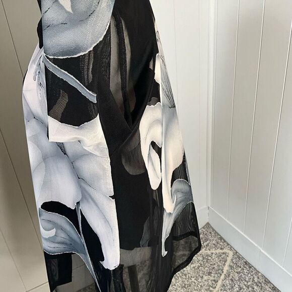 Vintage Clara S Womens Size Medium 2 Piece Tank & Jacket Black Floral Flowy - Picture 8 of 15